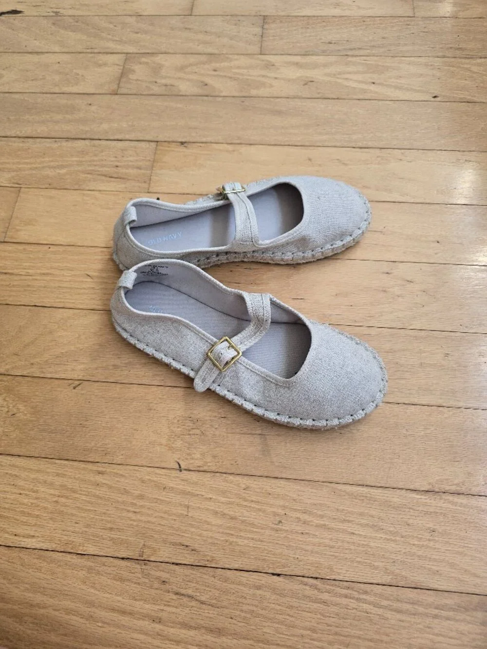 Minimalist Natural Oatmeal Canvas Espadrille Mary Jane BalletCore Flats WMS 9